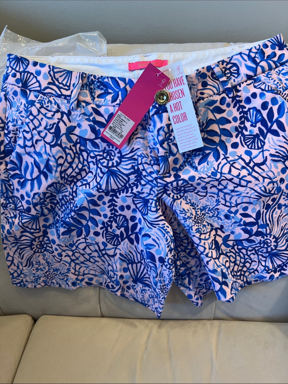 NWT Lilly Pulitzer Pink and Navy Floral-Print Shorts